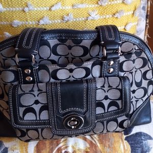 Coach black signature handbag